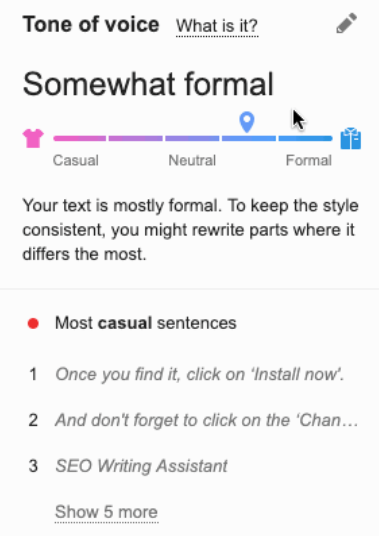 tone of voice SEO writing assistant