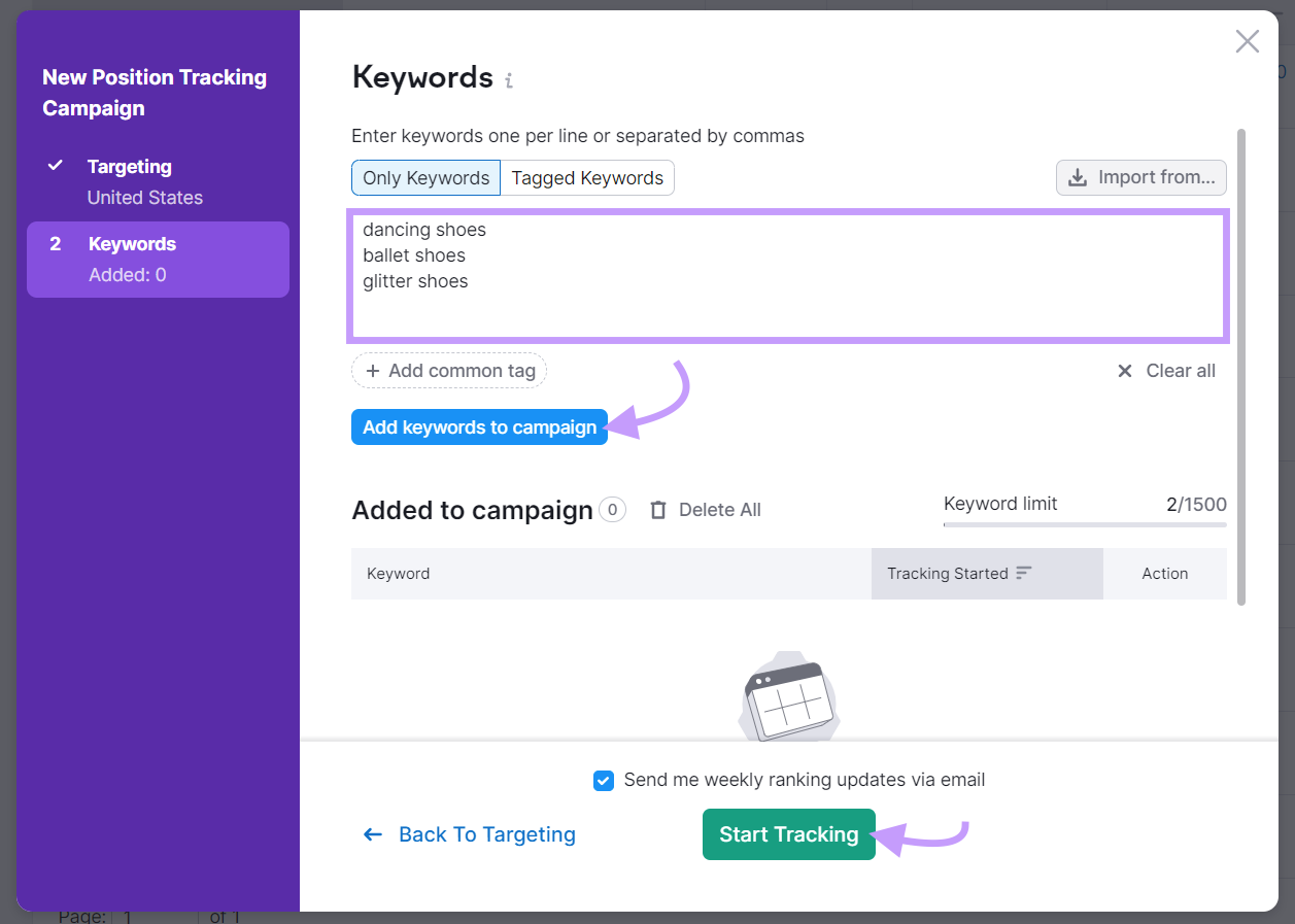 "Keywords" model   successful  Position Tracking instrumentality   settings