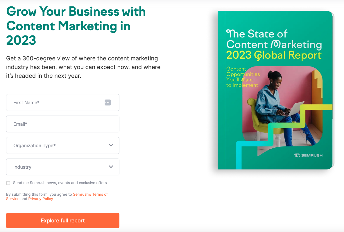 State of Content Marketing report email form