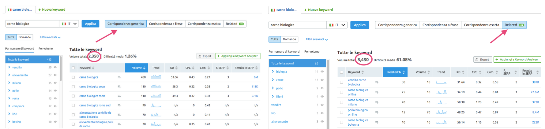 Trovare parole chiave per annunci ppc con Keyword Magic tool