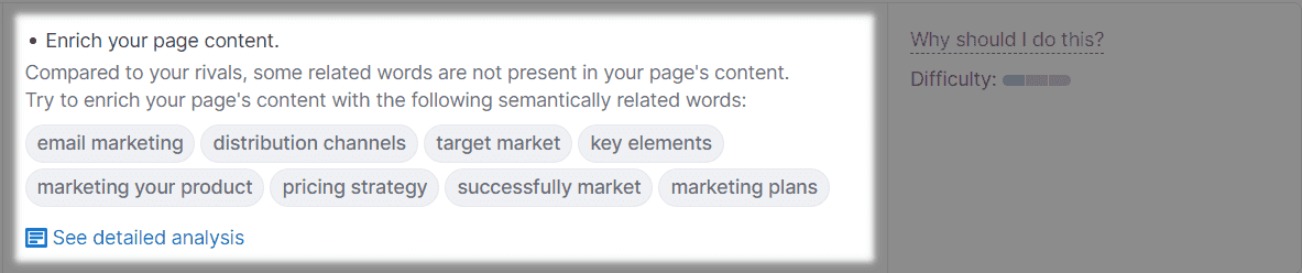 "Enrich your page content" recommendation