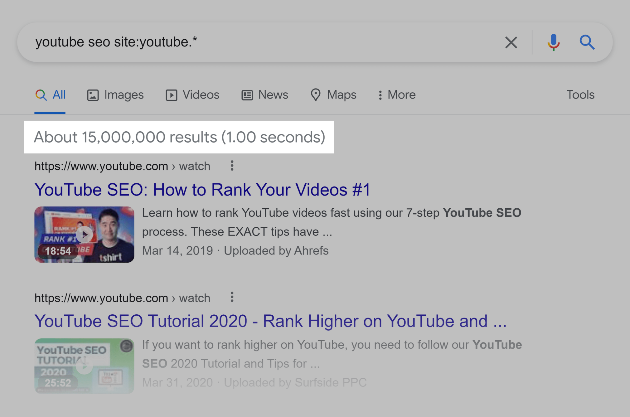 SERP Google – Vidéos – YouTube SEO