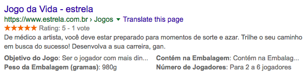 resultados de rich snippets com dados estruturados de produtos