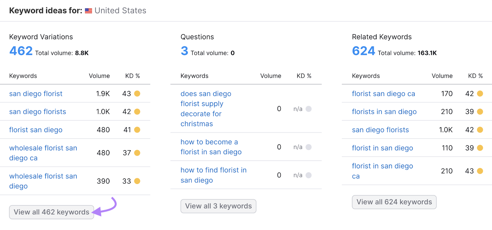 "Keyword ideas" conception  successful  Keyword Overview tool