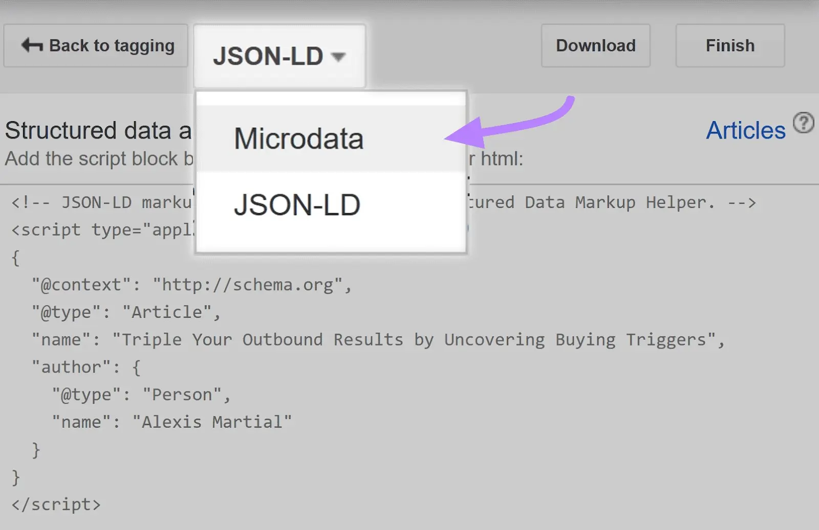 Download as either microdata or JSON-LD