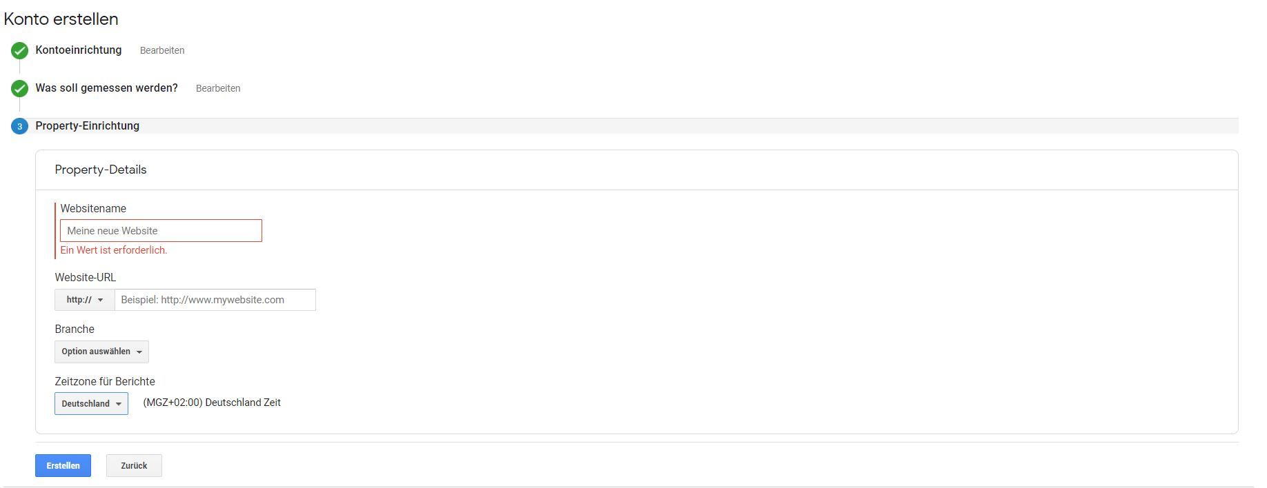 Google Analytics: Property-Einrichtung