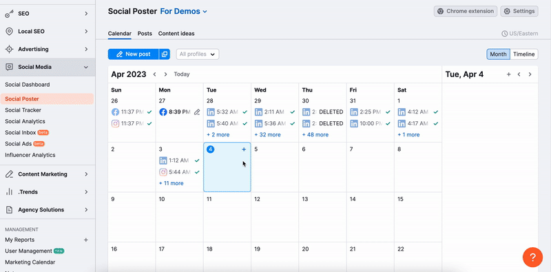 How to schedule posts in Social Poster demo