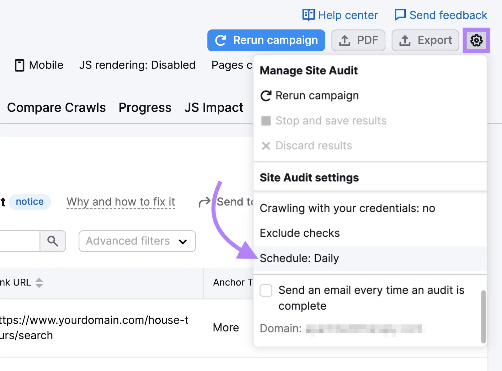 schedule settings enactment    highlighted