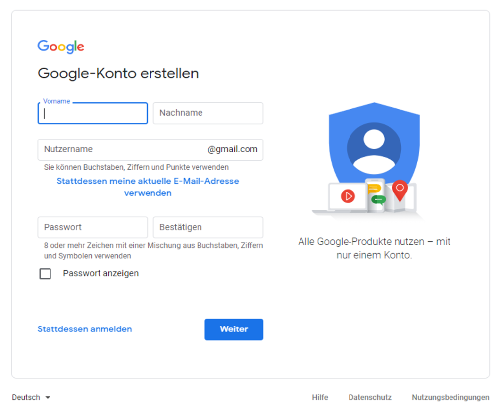 Google-Konto erstellen