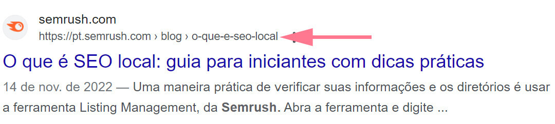 exemplo de breadcrumbs na serp do google