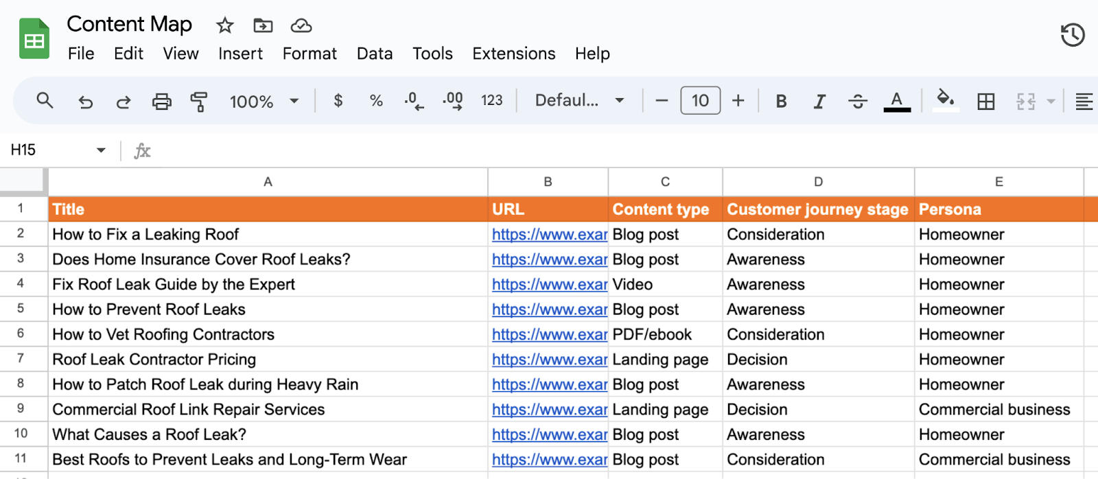 Content mapping illustration  arsenic  a spreadsheet