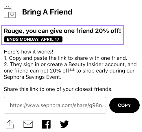 Sephora's "Bring A Friend" event summary