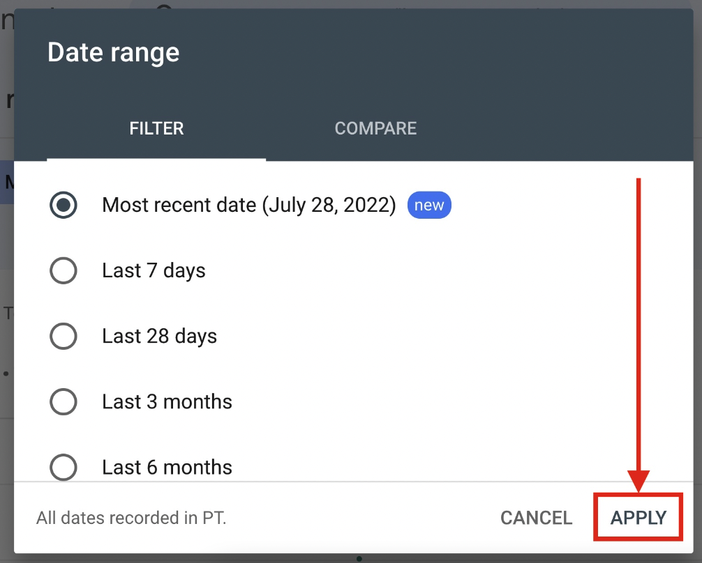 google search console 28 days