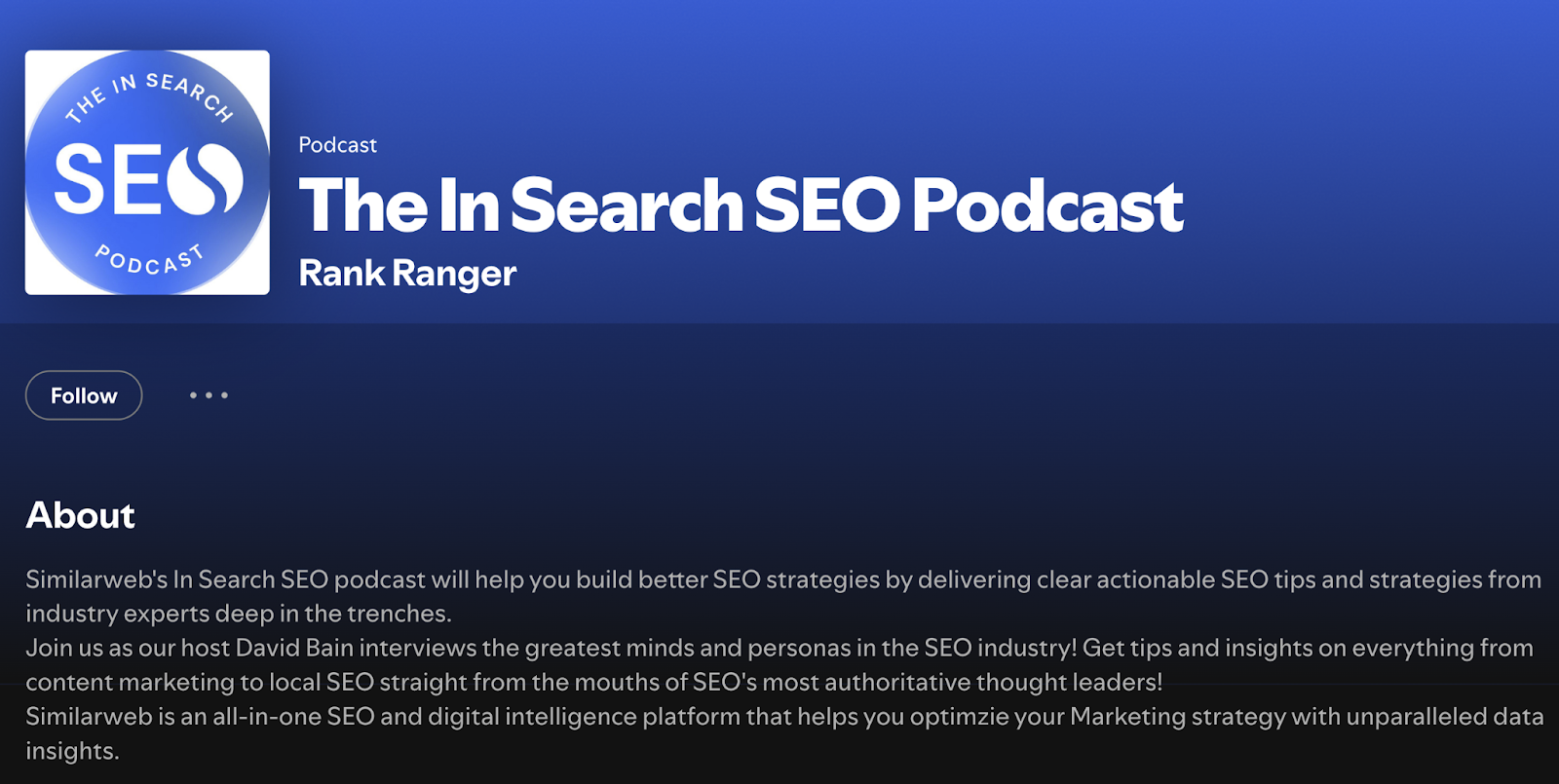 The In Search SEO Podcast arsenic it appears connected Spotify.