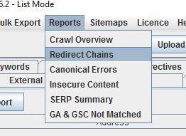 Il report Redirect Chains del tuo sito web