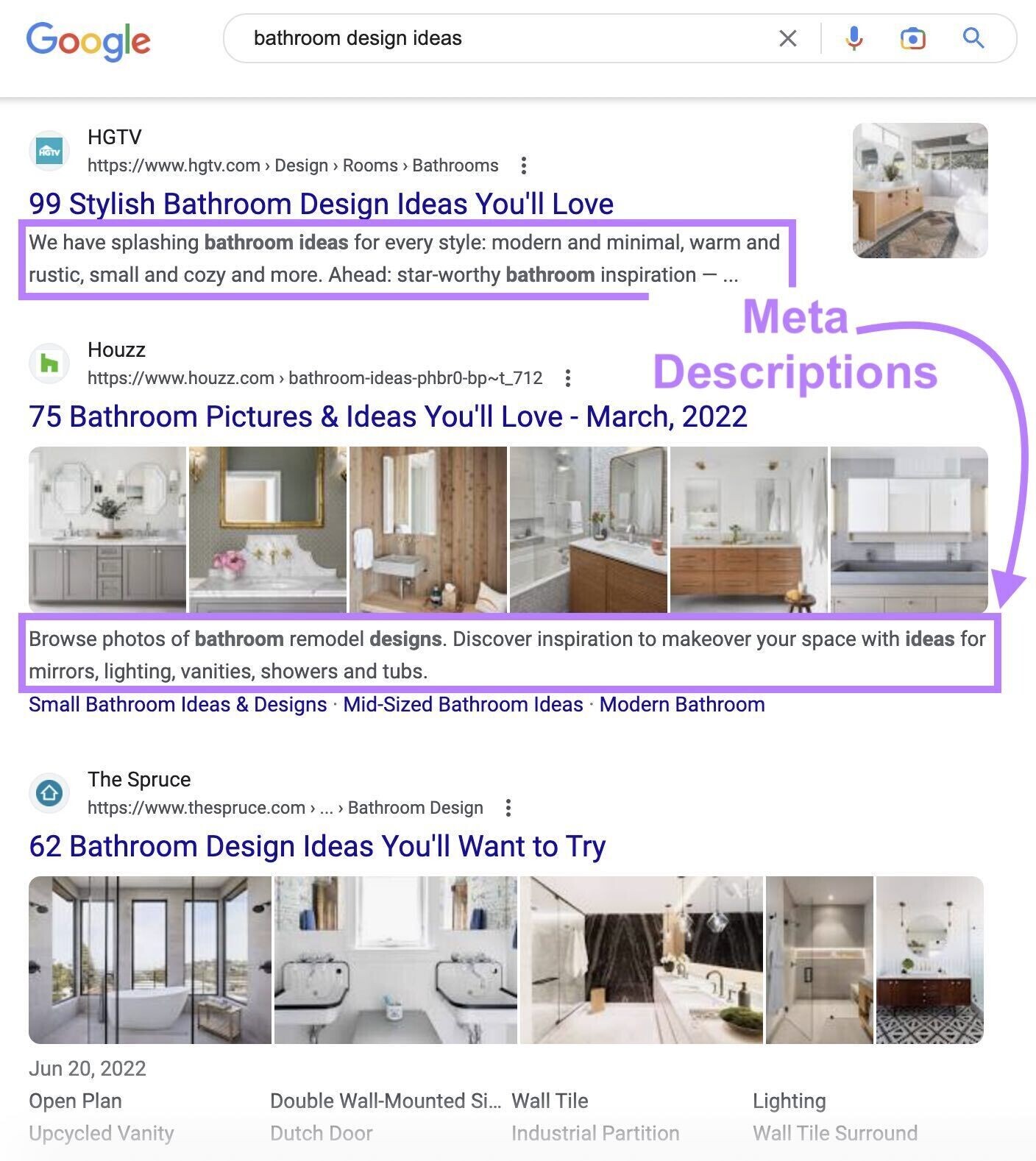 Meta description in Google SERP