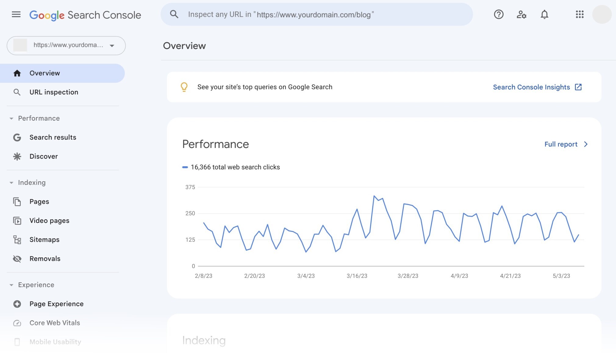 google search console dashboard