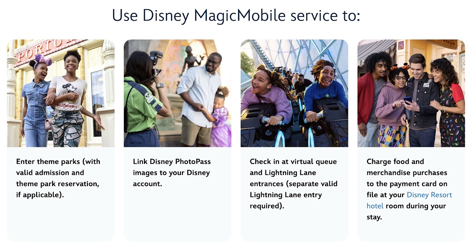 "Use Disney MagicMobile to:" section of Disney's page