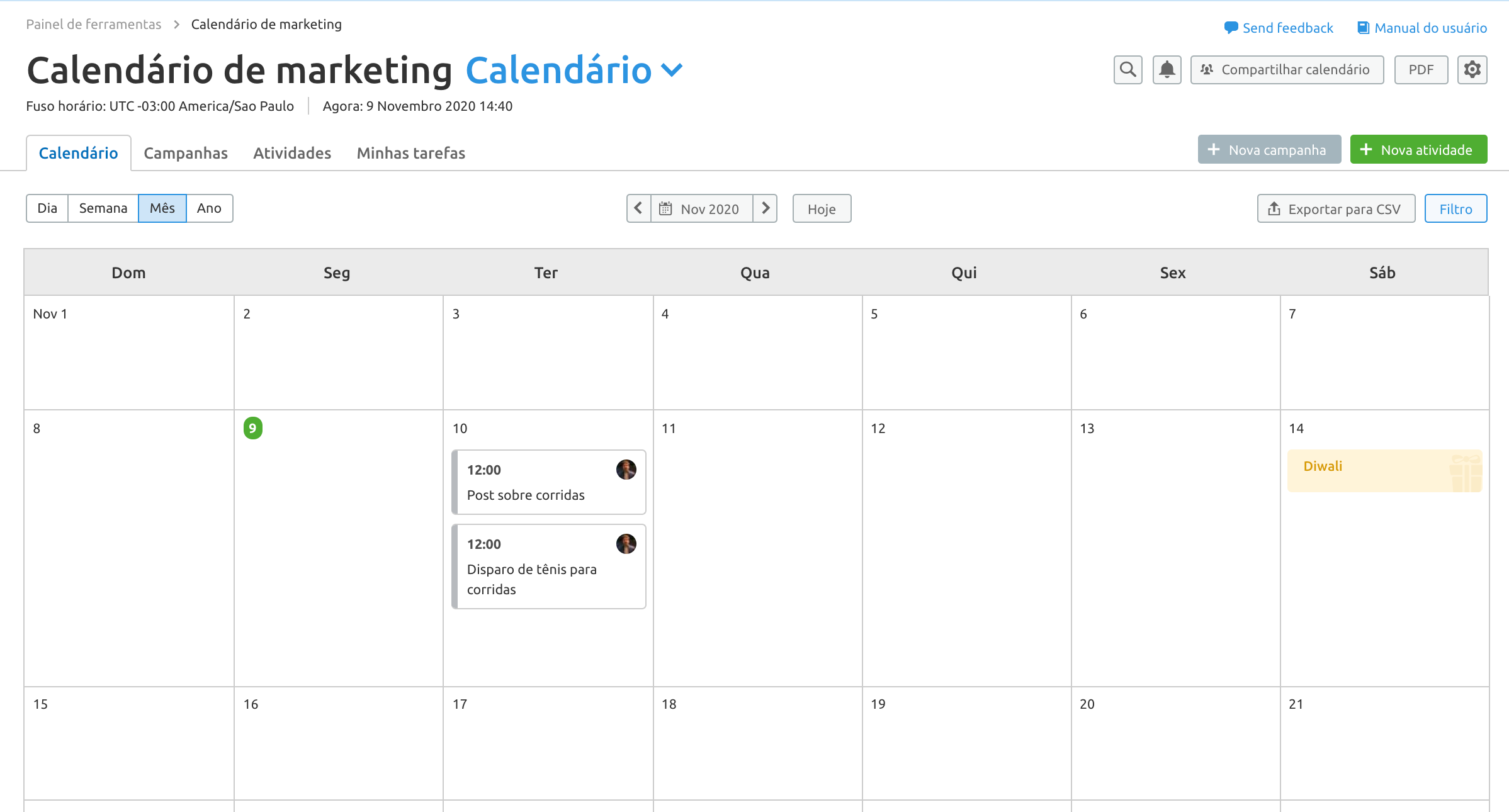 Calendáriio Marketing SEMrush