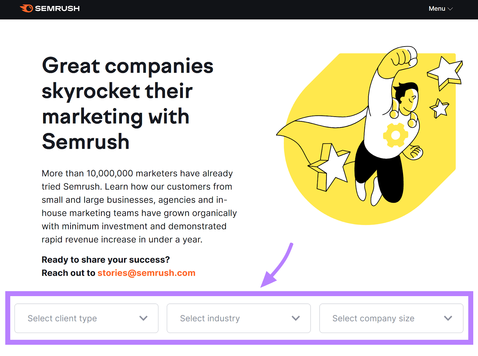 success stories page by Semrush