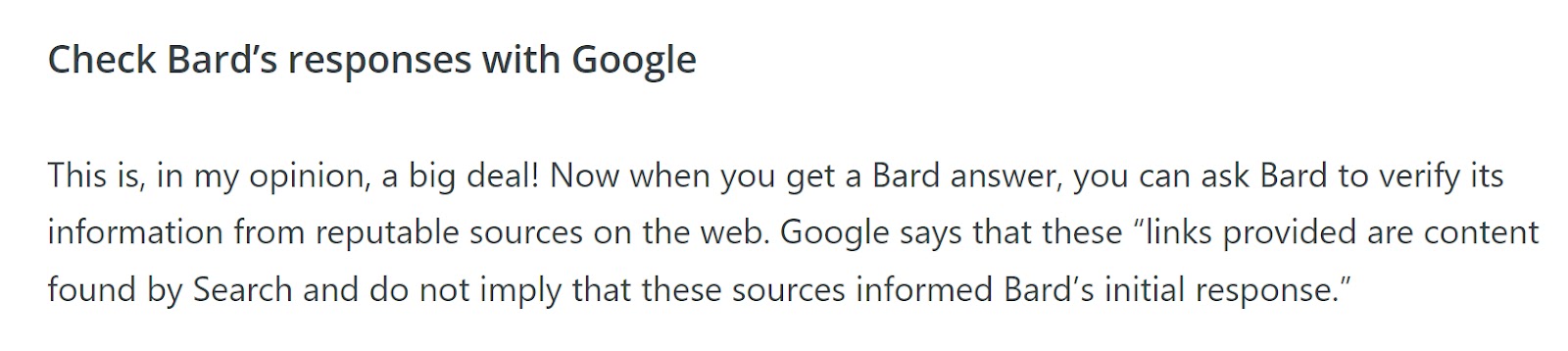 Search News You Can Use' section on Google Bard