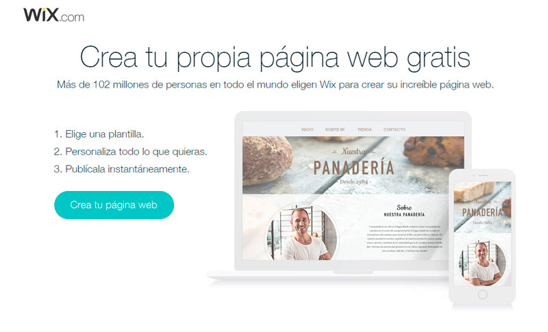 Landing Page de Wix a la que se llega al Clicar en un CTA en Youtube