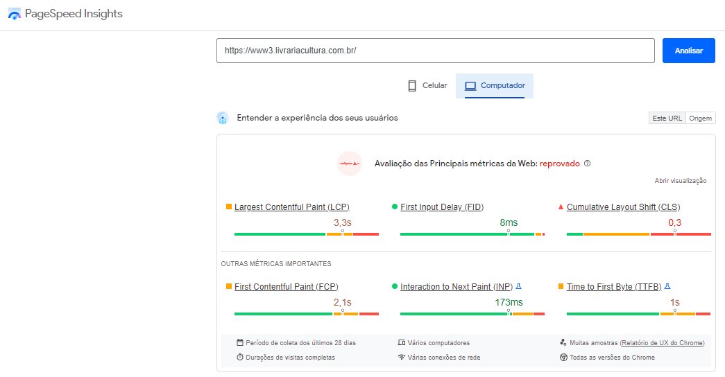 print com teste de carregamento da página