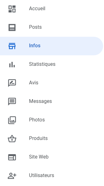 Google Business Profile, section infos