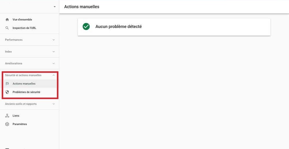 Actions manuelles dans Google Search Console