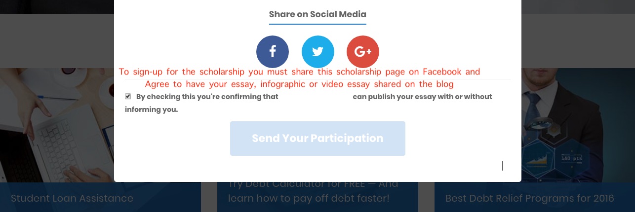 Required to share scholarship on social media