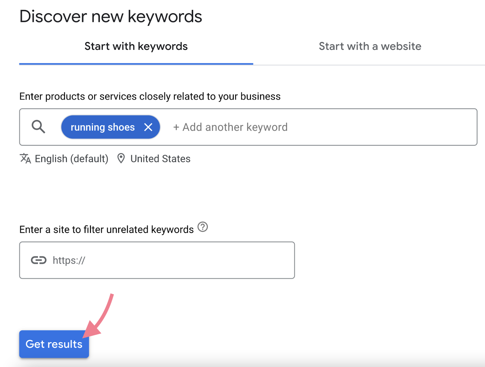 Discover new keywords page