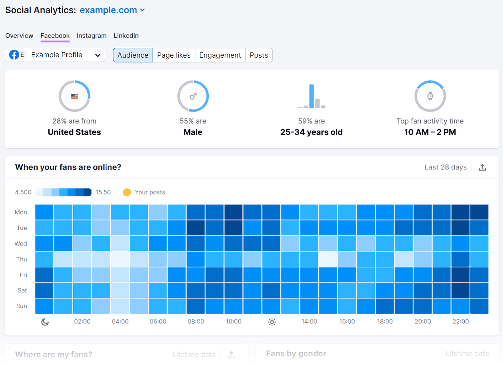 "Facebook" tab overview successful  Social Analytics tool