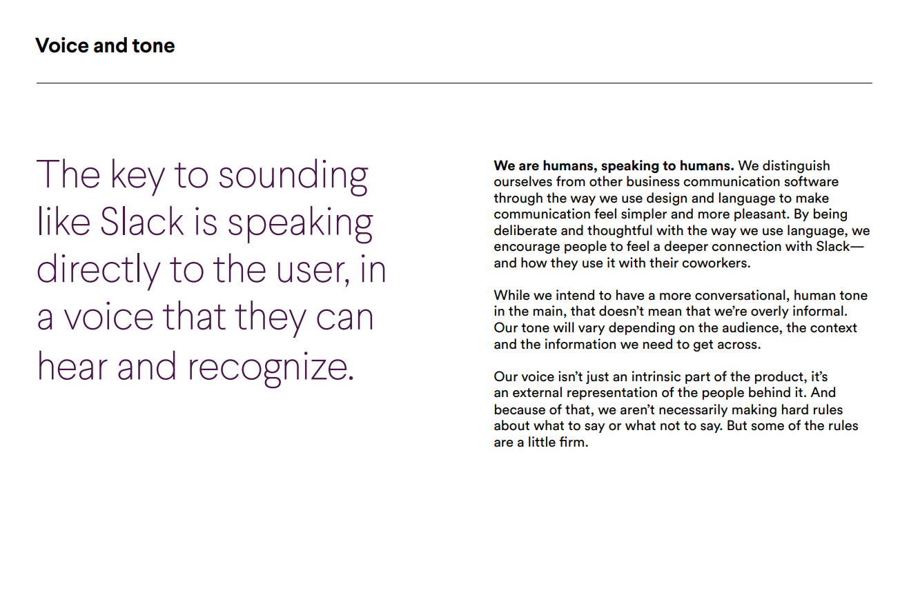Slack’s voice and tone guidelines