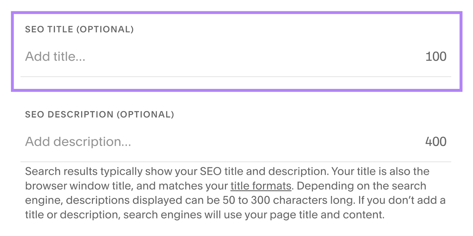 “SEO Title (Optional)” field highlighted