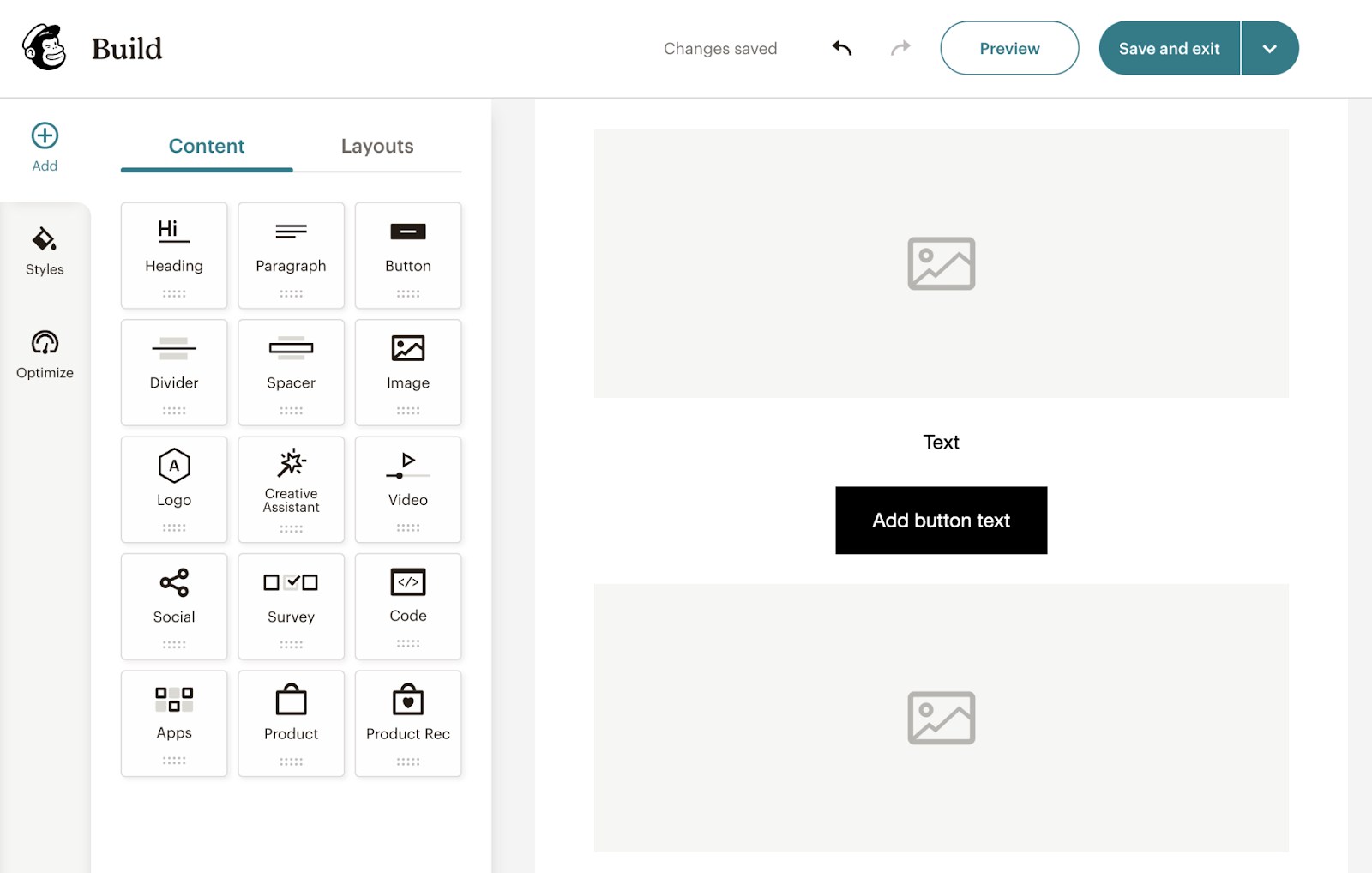 Mailchimp's drag-and-drop email builder