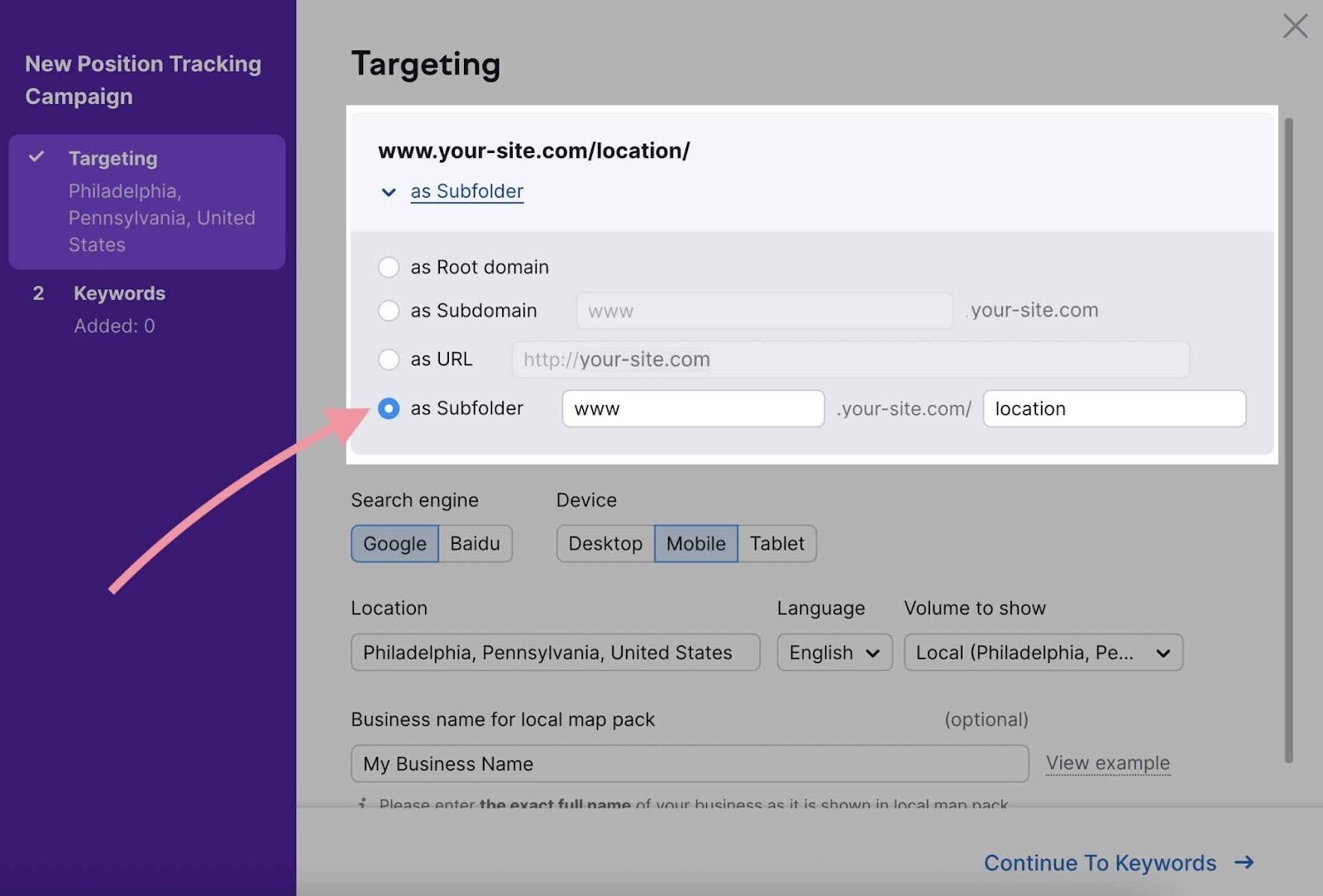 set up   tracking for each   determination  URL