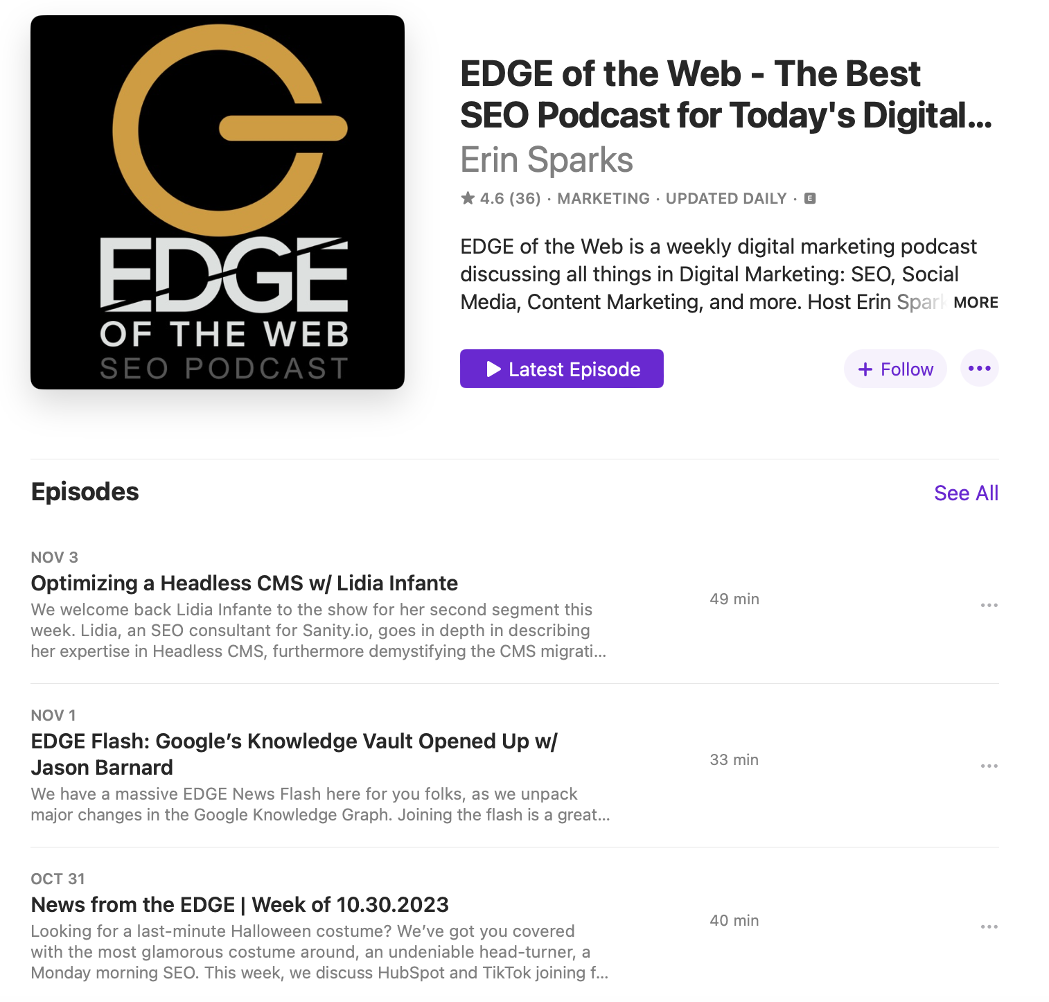 EDGE of the Web - The Best SEO Podcast for Today’s Digital Marketers page
