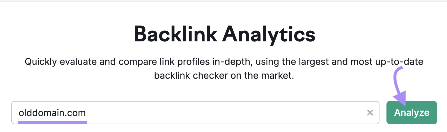 Backlink Analytics Tool Suchleiste