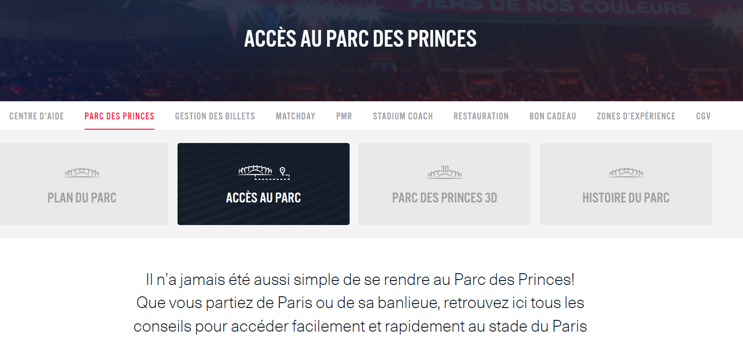 site infos parc des princes