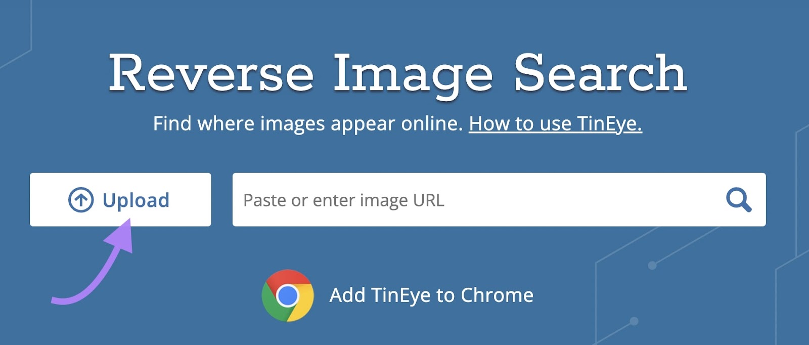 Tineye reverse representation  hunt  with upload fastener  highlighted