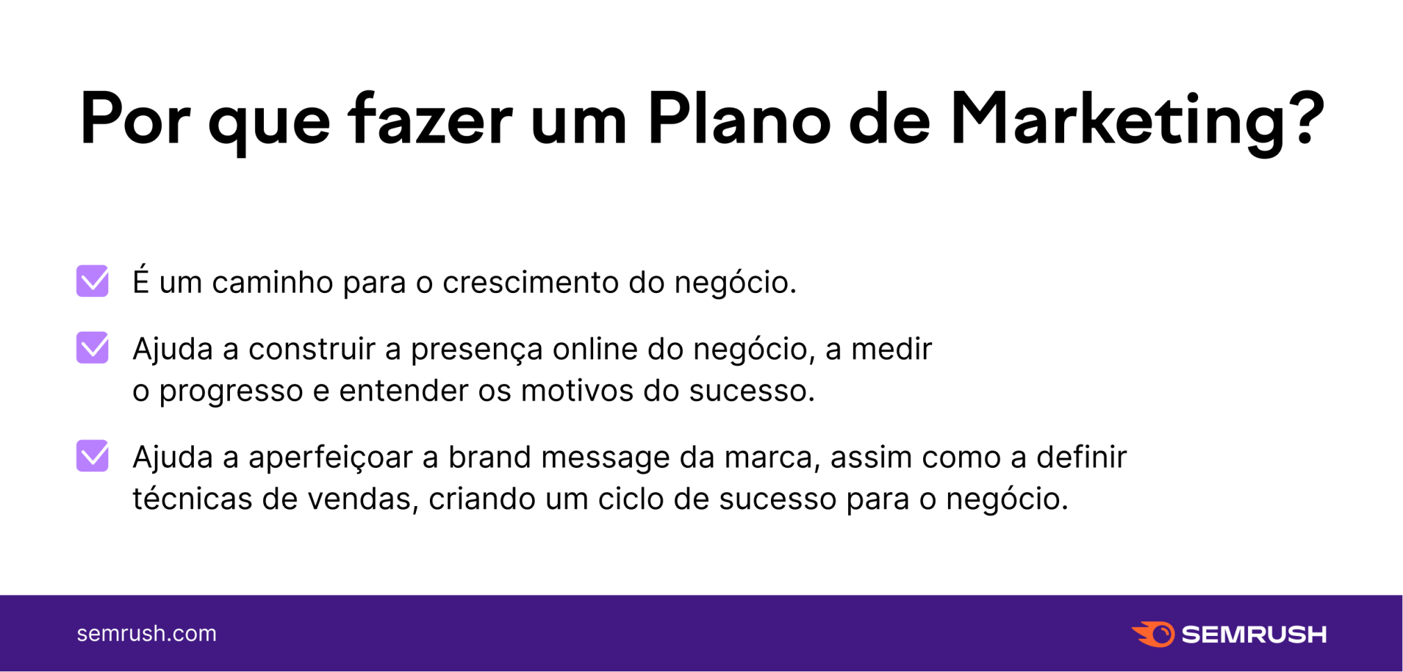 Infográfico com motivos para se fazer um plano de marketng