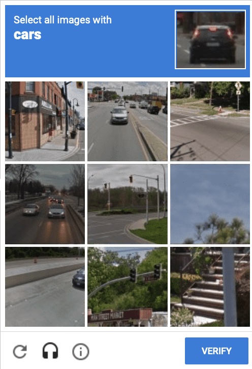 A sample CAPTCHA challenge from Google