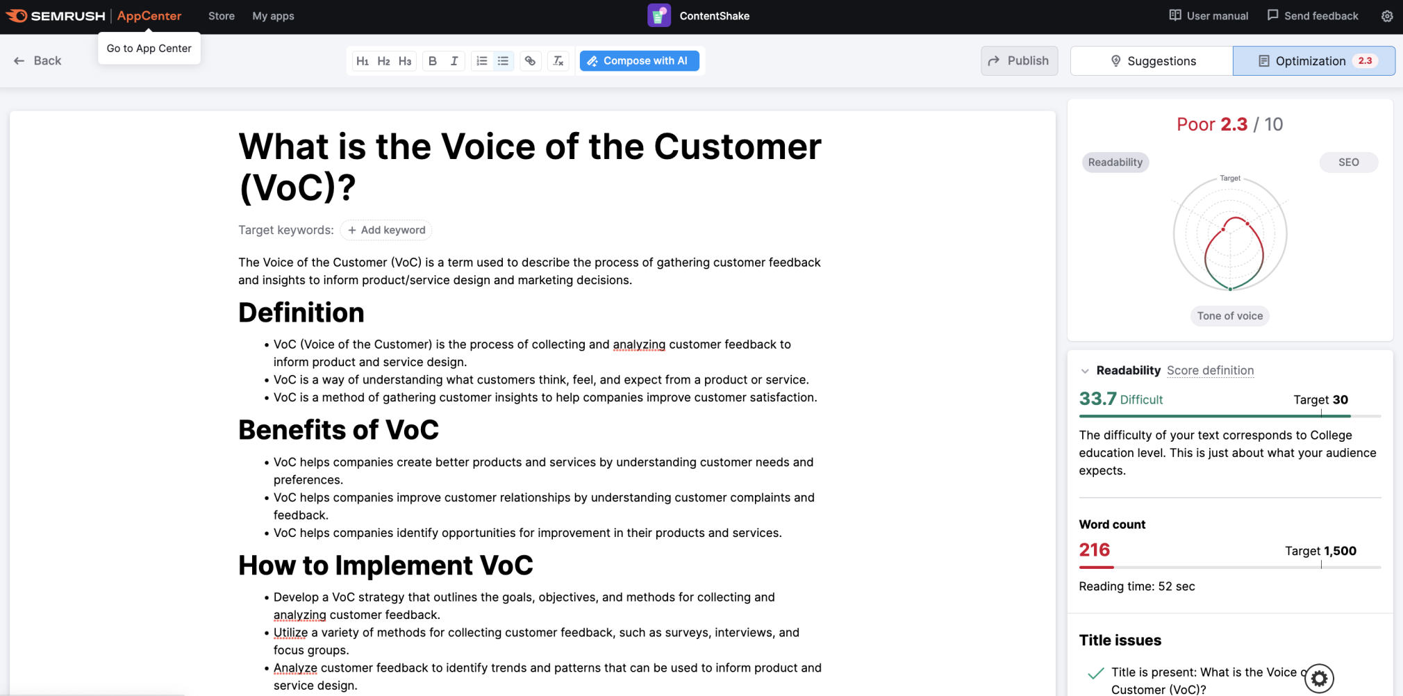 ContentShake for SaaS content writing