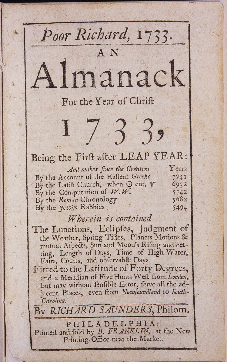 Poor Richard's Almanack 1733