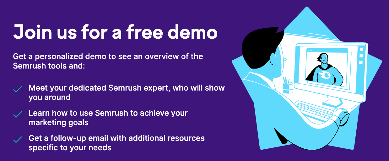"Join us for a free demo" section on Semrush