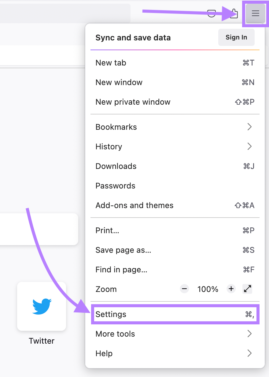 Firefox “Settings”