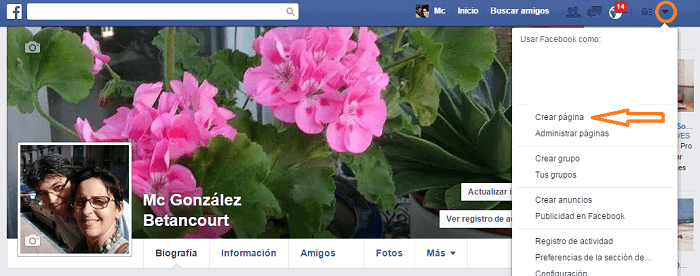 Crear fan page Facebook - Inicio