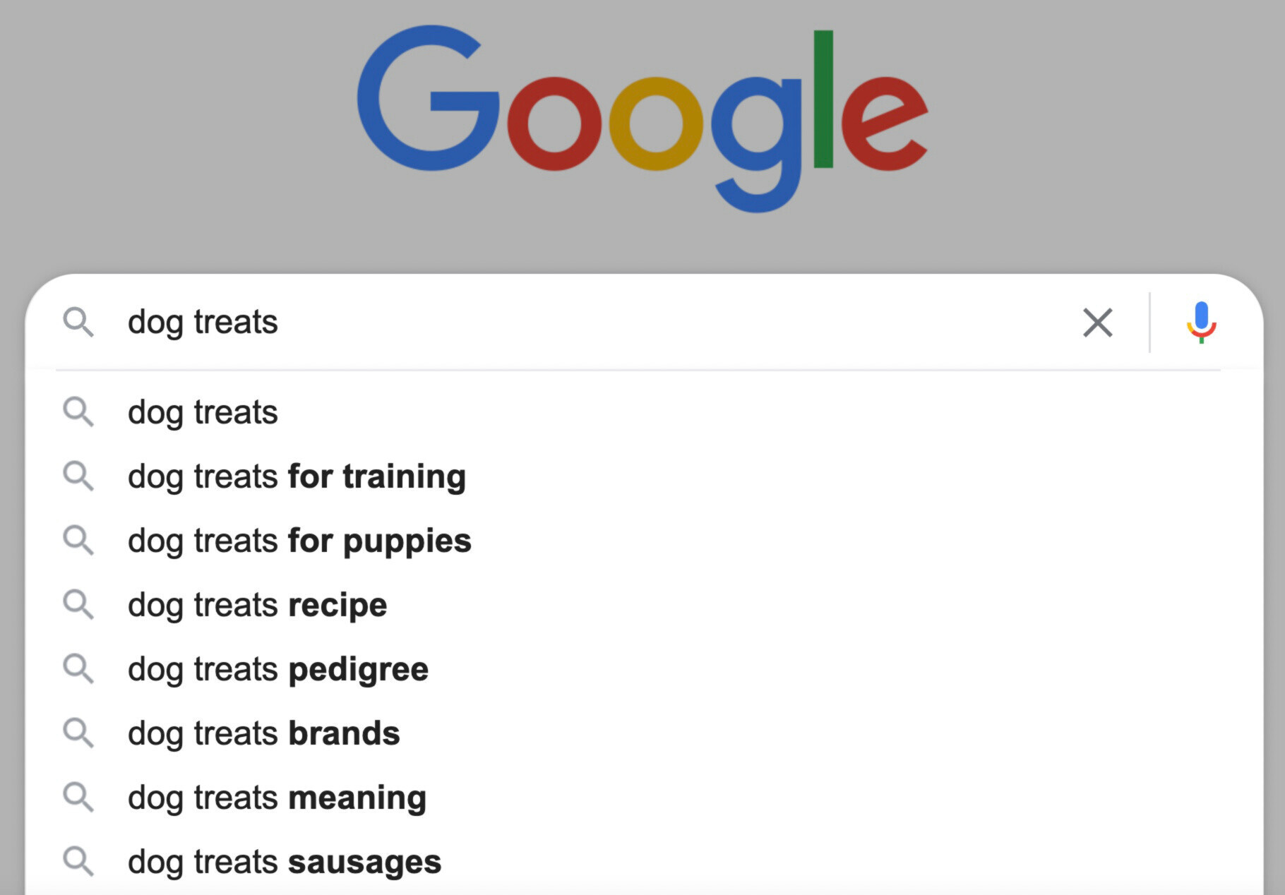 Search suggestions for the keyword "dog treats"