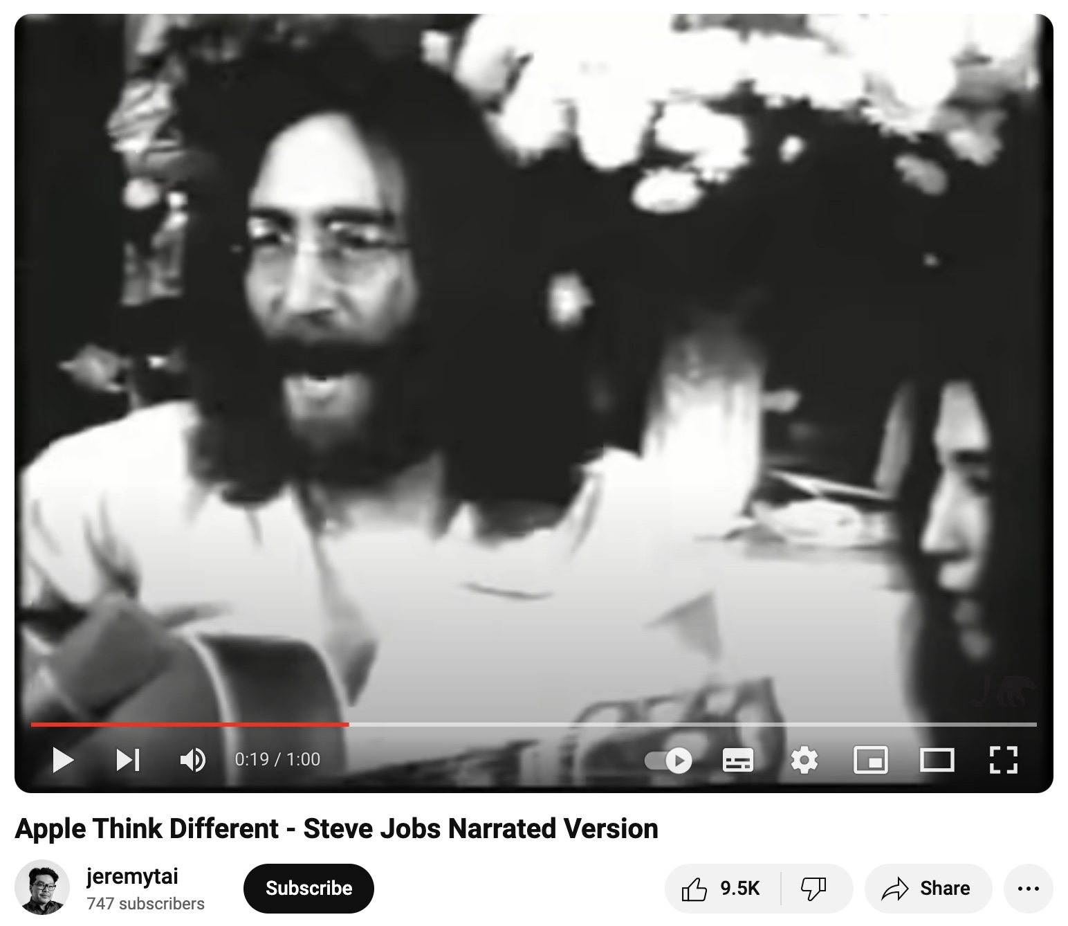A screenshot from the Apple's "Think Different" video