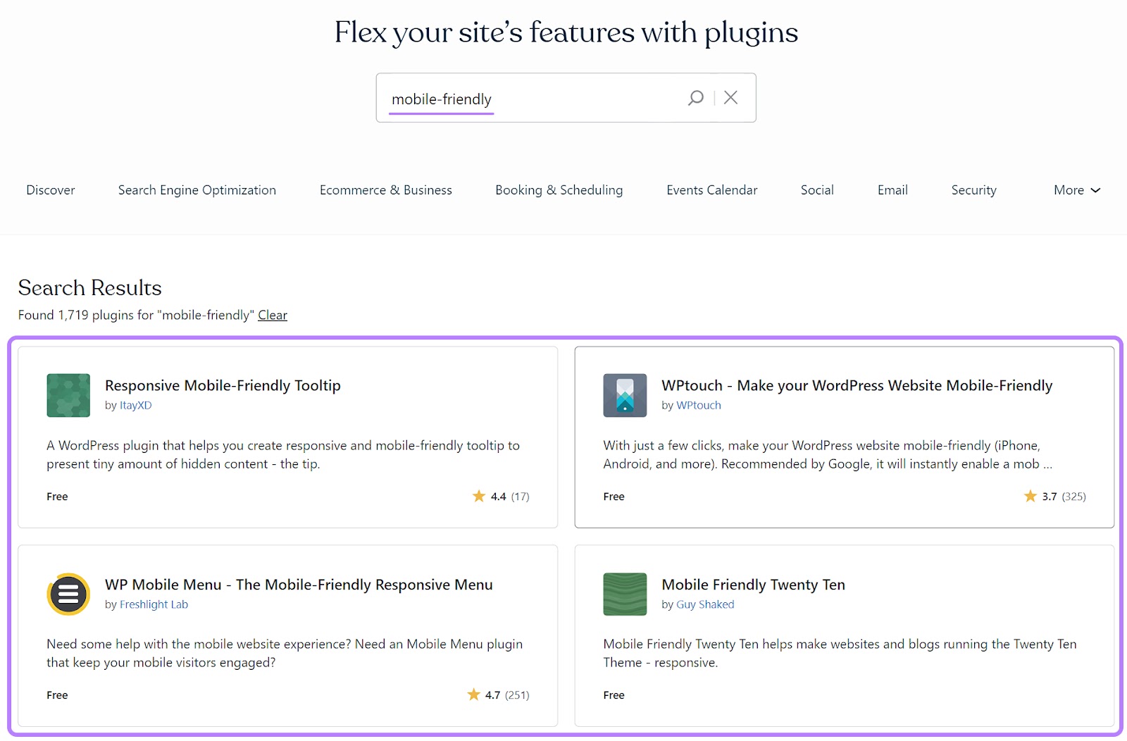 WordPress plugins results for "mobile-friendly"